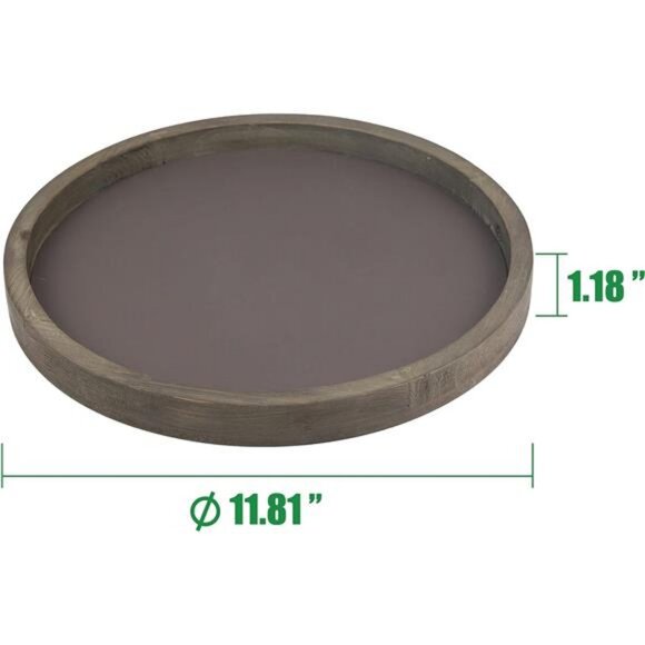 Large 11.8" Decorative Rustic Farmhouse Worn Natural Wood and Metal Tray - Picture 4 of 6